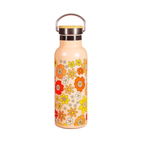 Oranža nerūsējošā tērauda pudele bērniem 500 ml 70s Floral – Sass & Belle