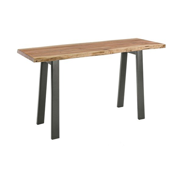 Melns/dabīga toņa konsoles galds ar akācijas koka galda virsmu 45x130 cm Aron – Bizzotto-image-2