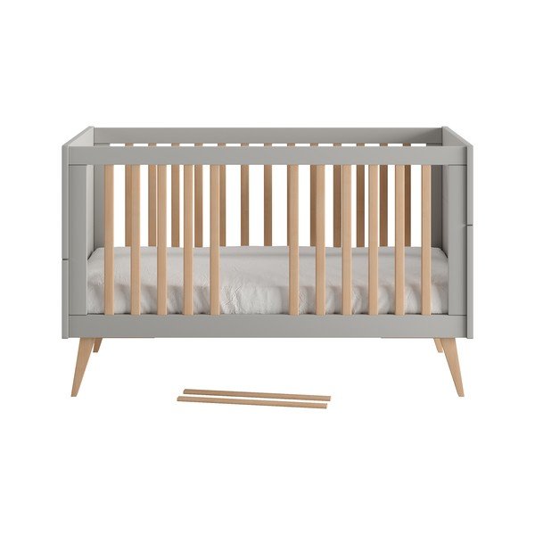 Pelēka bērnu gultiņa 70x140 cm Swing – Pinio-image-3