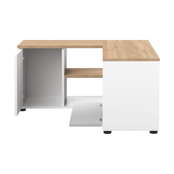 Balts/dabīga toņa TV galdiņš ar ozolkoka imitāciju 90x45 cm Angle – TemaHome-image-4