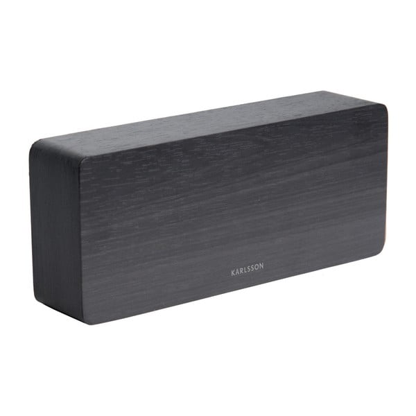 Melns modinātājs ar koka dekoru Karlsson Tube, 21 x 9 cm-image-2