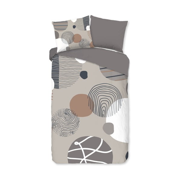 Pelēka vienguļamā kokvilnas gultas veļa 140x220 cm Hendrik – Good Morning