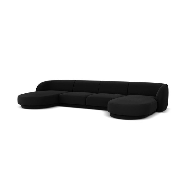 Melns samta stūra dīvāns (U veida) Miley – Micadoni Home-image-3