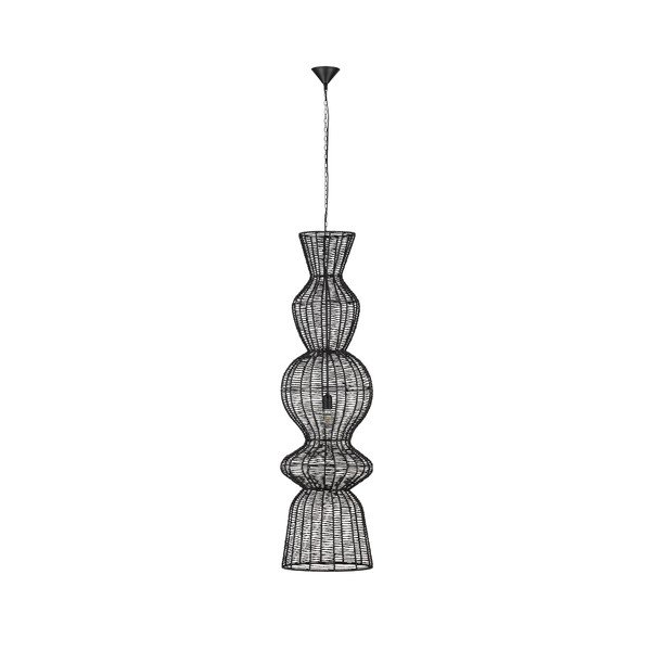 Matēti melna no virves piekaramā lampa ø 38 cm Breena – Nova Luce