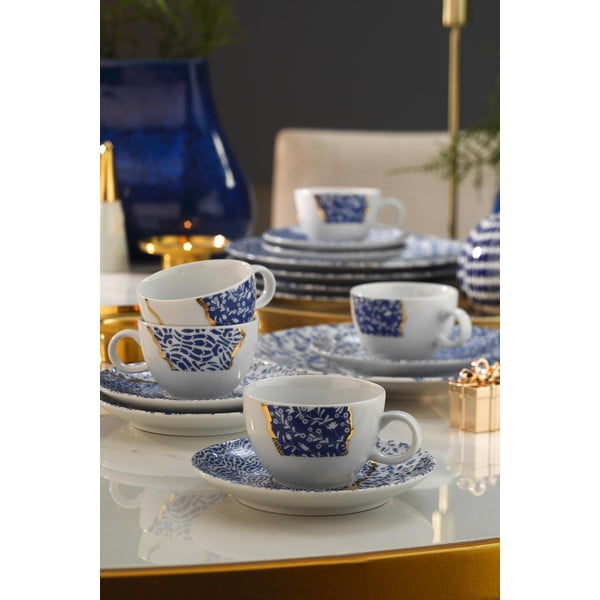 Baltas/zilas porcelāna tasītes (6 gab.) 0.9 l – Hermia-image-1