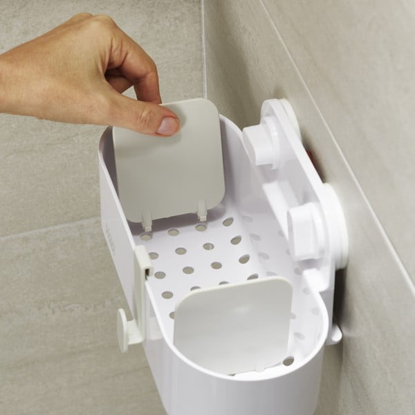 Balts plastmasas vannas istabas plaukts ar uzstādīšanu bez urbšanas Duo – Joseph Joseph-image-2