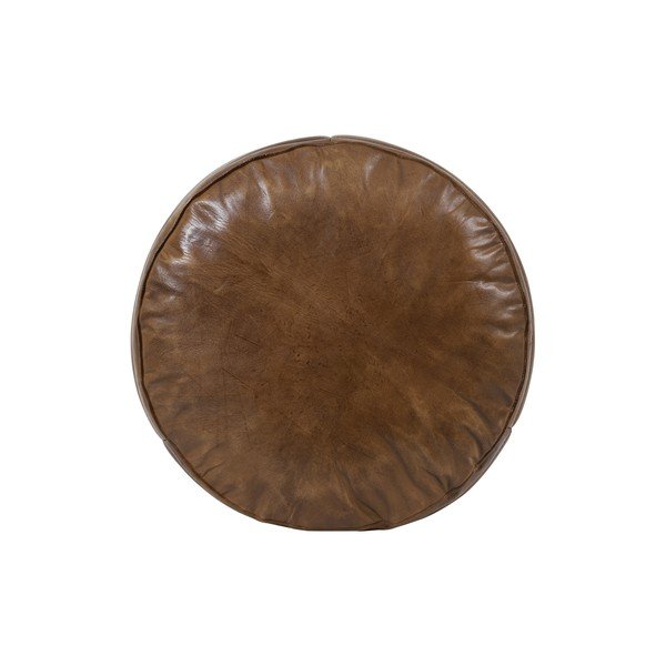 Brūns ādas pufs ø 50 cm Luka – Light & Living-image-2