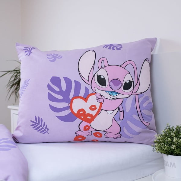 Violeta vienguļamā kokvilnas bērnu gultas veļa 140x200 cm Lilo and Stitch "Kiss" – Jerry Fabrics-image-3