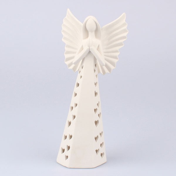 Porcelāna LED izgaismots eņģelis Dakls, augstums 25 cm