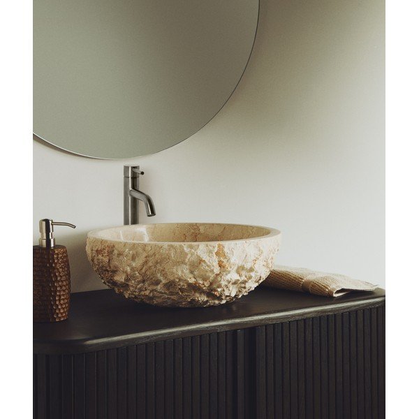 Bēša akmens apaļa izlietne ø 40 cm Orvane – Kave Home-image-1