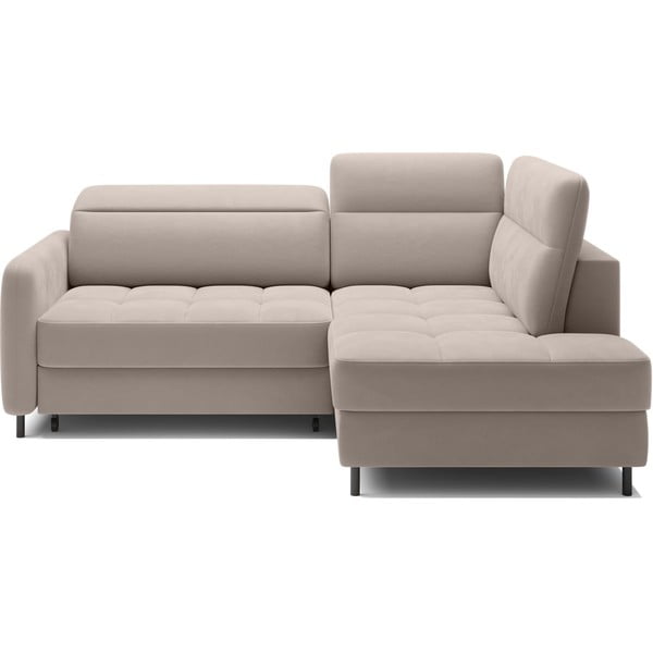 Gaiši brūns samta salokāms/ar uzglabāšanas vietu stūra dīvāns (ar labo stūri/L veida) Barea – ELTAP