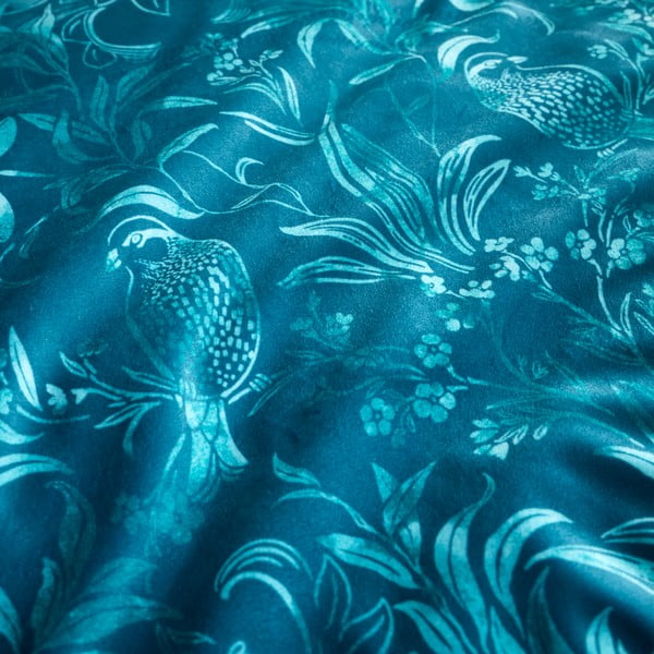 Zila divguļamā samta gultas veļa 200x200 cm Regal Birds – Catherine Lansfield-image-4