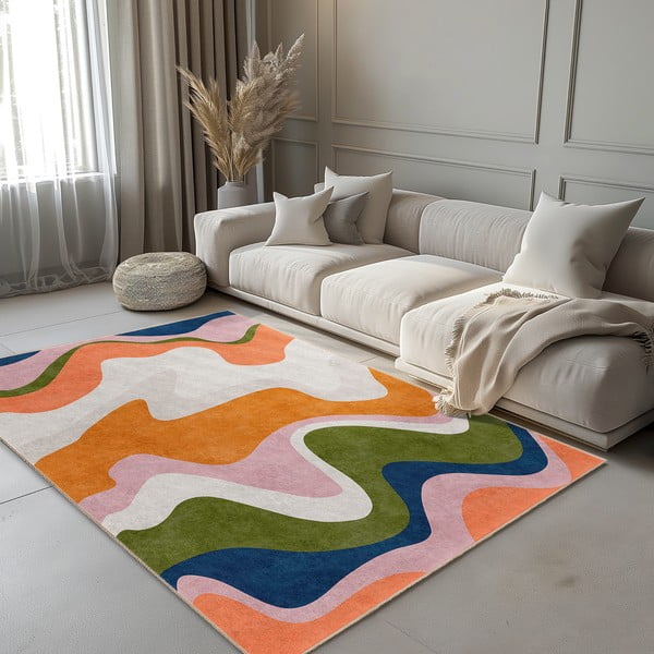 Oranžs mazgājams celiņa paklājs 60x230 cm Squiggly Orange – Mila Home-image-3