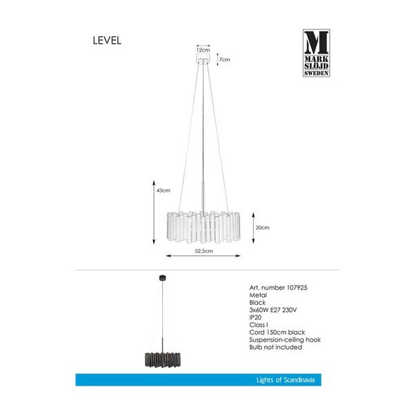 Melns piekaramais gaismeklis Markslöjd Level Pendant 3L-image-2