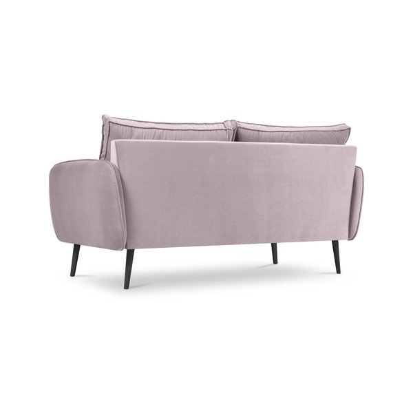 Gaiši rozā samta dīvāns ar melnām kājām Kooko Home Lento, 158 cm-image-3