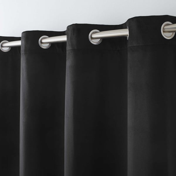 Melns samta siltumizolējošs aizkars 140x260 cm Polarchic – douceur d'intérieur-image-2