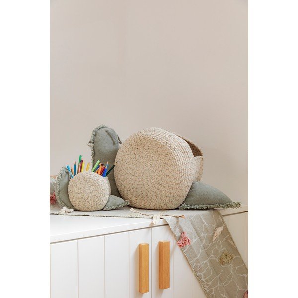 Krēmkrāsas/salvijas zaļš tekstila bērnu rotaļlietu grozs 60x24x30 cm Big Snail – Lorena Canals-image-1