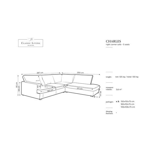 Melns stūra dīvāns Windsor & Co Sofas Daphne, labais stūris-image-1