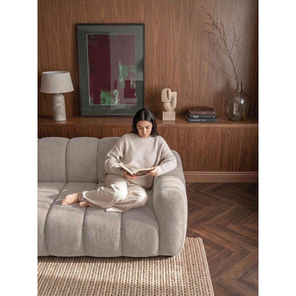 Bēšs salokāms stūra dīvāns no šenila auduma (ar labo stūri) Michell – Miuform-image-3