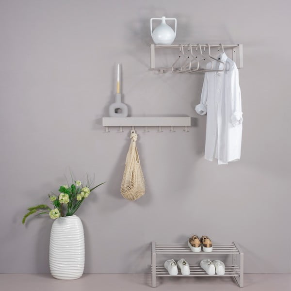 Pelēkbrūns metāla sienas pakaramais ar plauktu 70 cm Rex – Spinder Design-image-4