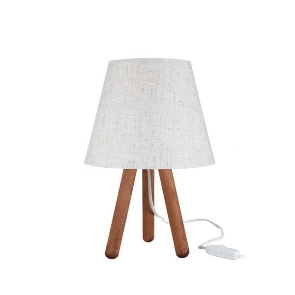 Balta/dabīga toņa galda lampa ar tekstila abažūru (augstums 33,5 cm) – Squid Lighting