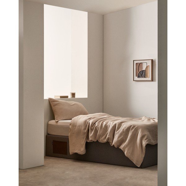 Melna polsterēta vienvietīga gulta ar veļas kasti 90x190 cm Matters – Kave Home-image-1