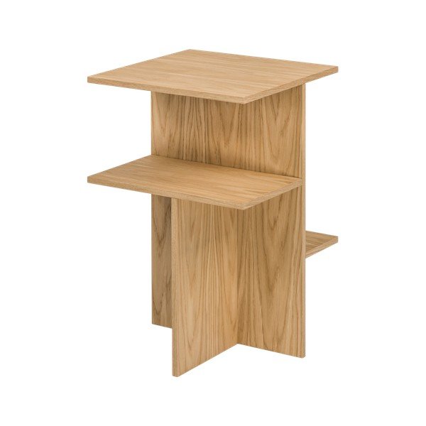 Dabīga toņa naktsskapītis ar ozolkoka imitāciju ar plauktiem Atik – noo.ma-image-2