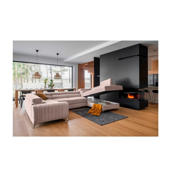 Rozā salokāms/ar uzglabāšanas vietu stūra dīvāns (ar labo stūri/U veida) Louis – ELTAP-image-2