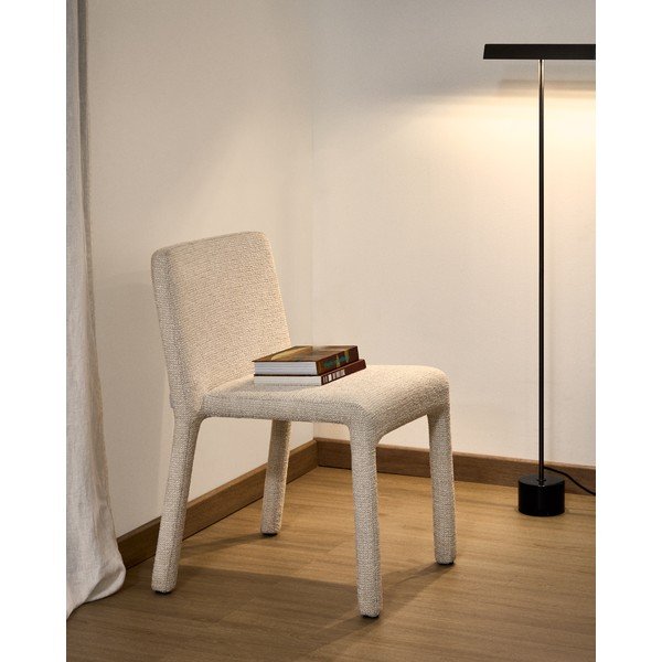 Bēšs polsterēts pusdienu krēsls saliekams viens uz otra Loria – Kave Home-image-1