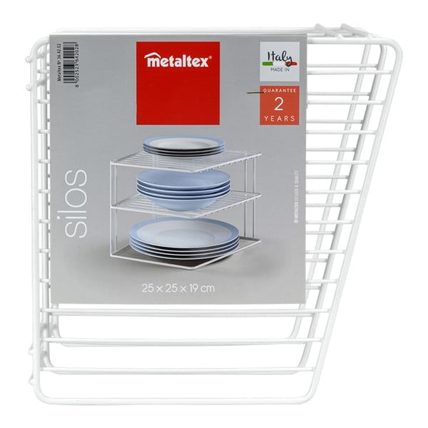 Balts tērauda papildu virtuves plaukts 25x25 cm Silos – Metaltex-image-3