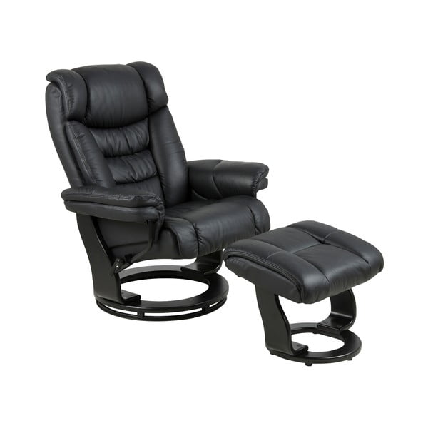 Actona Bonn melns atlokāms krēsls ar ādas imitācijas kāju balstu
