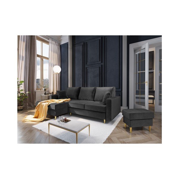 Tumši pelēks pufs Mazzini Sofas Muguet, 60 x 45 cm-image-3