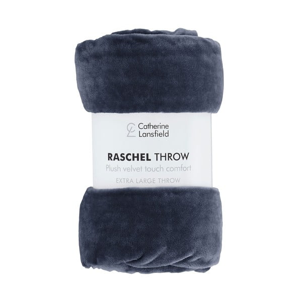 Tumši zils mikroplīša pleds 130x170 cm Raschel Velvet – Catherine Lansfield-image-2
