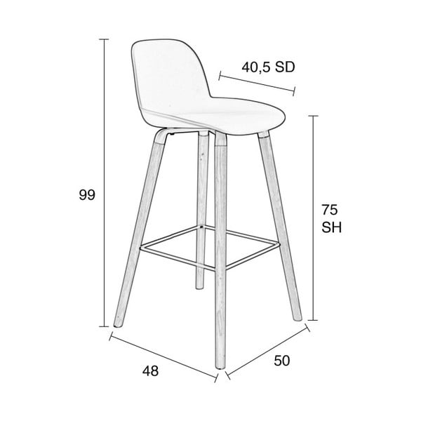 2 baltu bāra krēslu komplekts Zuiver Albert Kuip, sēdekļa augstums 75 cm-image-4