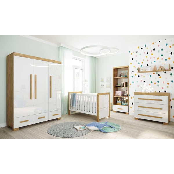 Balta regulējama bērnu gultiņa Pinio Oakie, 70 x 140 cm-image-1