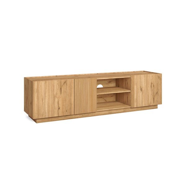 Dabīga toņa TV galdiņš ar ozolkoka imitāciju 180x48 cm Rayana – Marckeric-image-4