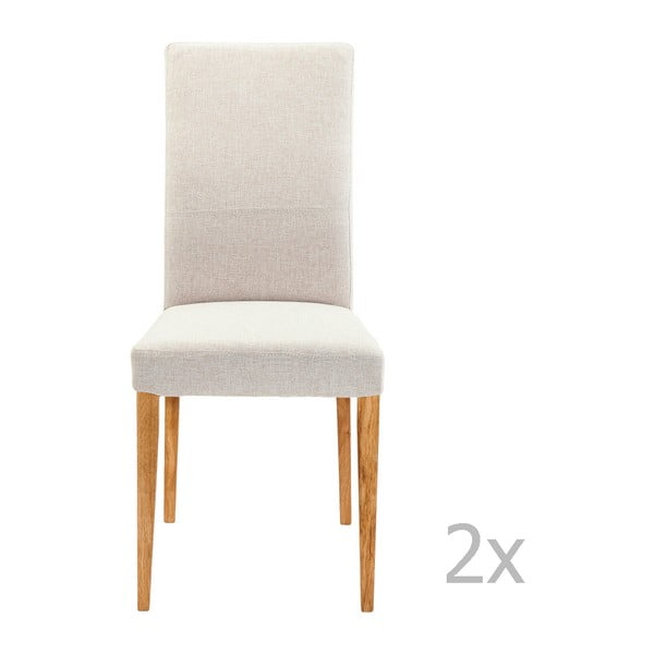 2 krēmkrāsas un baltas krāsas pusdienu krēslu komplekts ar ozolkoka kājām Kare Design Mara
