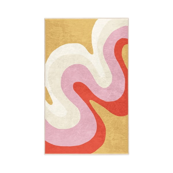 Dzeltens/rozā mazgājams paklājs 80x150 cm Raspberry Creamsicle – Mila Home