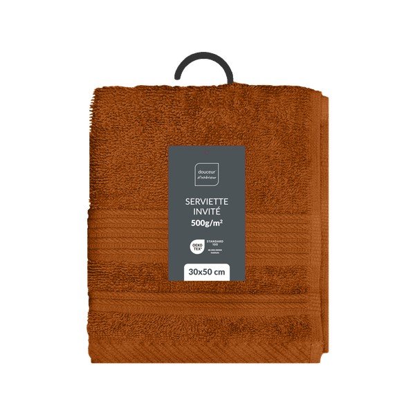 Terakotas oranžs frotē kokvilnas dvielis 30x50 cm Tendresse – douceur d'intérieur-image-4