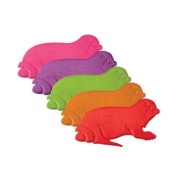 Bērnu pretslīdēšanas paklājiņi vannai (5 gab.) 10,5x16,5 cm Phoques – MSV