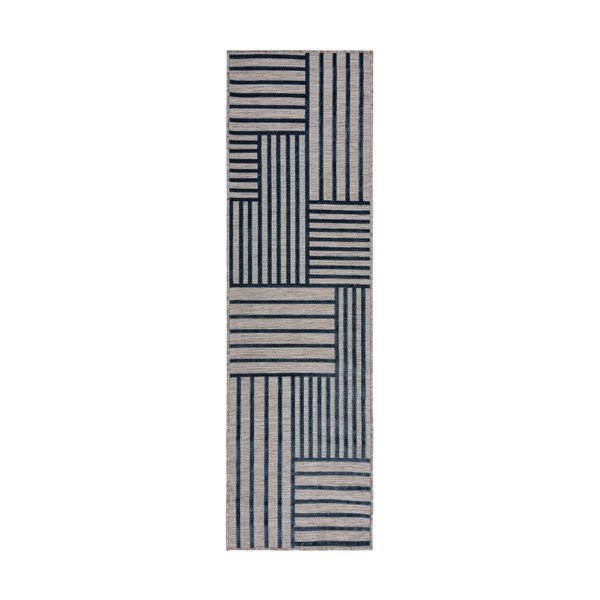 Tumši zils iekštelpu un āra paklājs 66x230 cm Vigo Blocks – Flair Rugs
