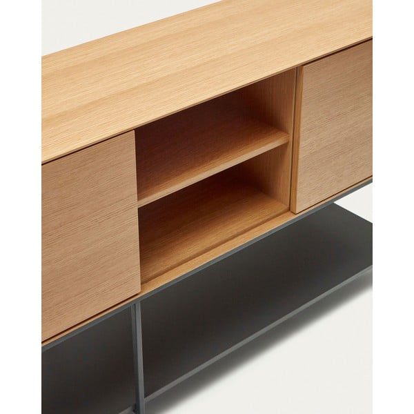 Dabīga toņa zema kumode ar ozolkoka imitāciju 195x80 cm Vedrana – Kave Home-image-3