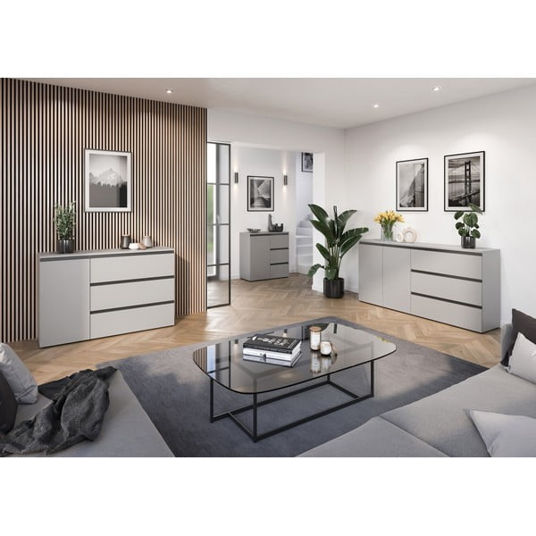 Pelēka zema kumode 135x91 cm Bastia – Germania-image-4