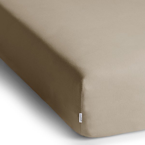 Gaiši brūns trikotāžas palags ar gumiju 160x200 cm Amber – Restilo-image-2