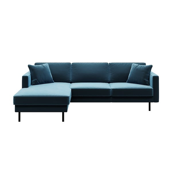Zils samta stūra dīvāns (kreisais stūris) Kobo – MESONICA
