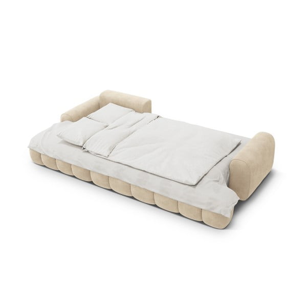 Bēšs samta salokāms/ar uzglabāšanas vietu stūra dīvāns (ar kreiso stūri/ar zvilni) Linz – Cosmopolitan Design-image-4