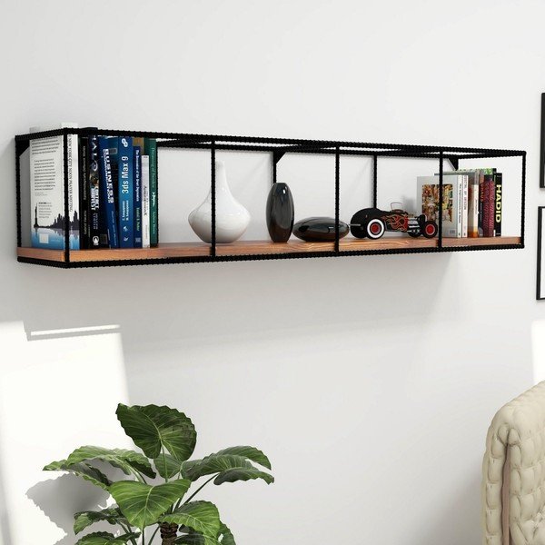Sienas plaukts ar tumšu riekstkoka plātni Miray, garums 120 cm-image-1