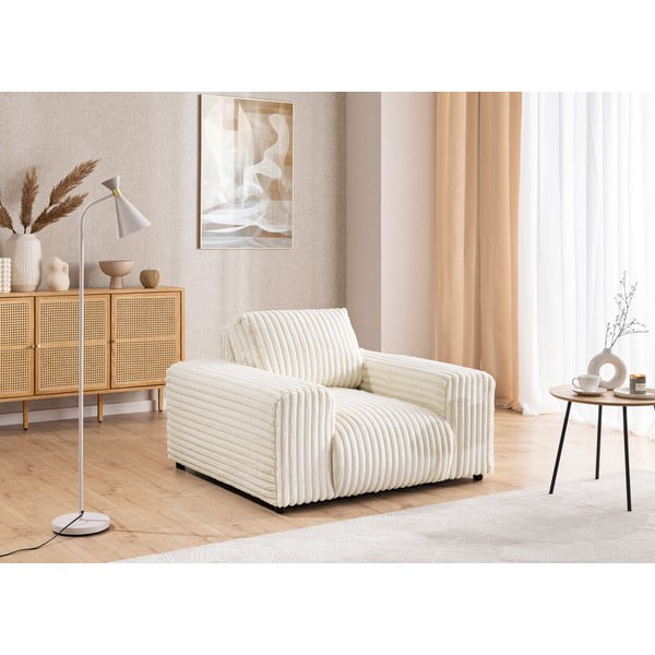 Krēmkrāsas velveta atpūtas krēsls Justin – Ropez-image-4