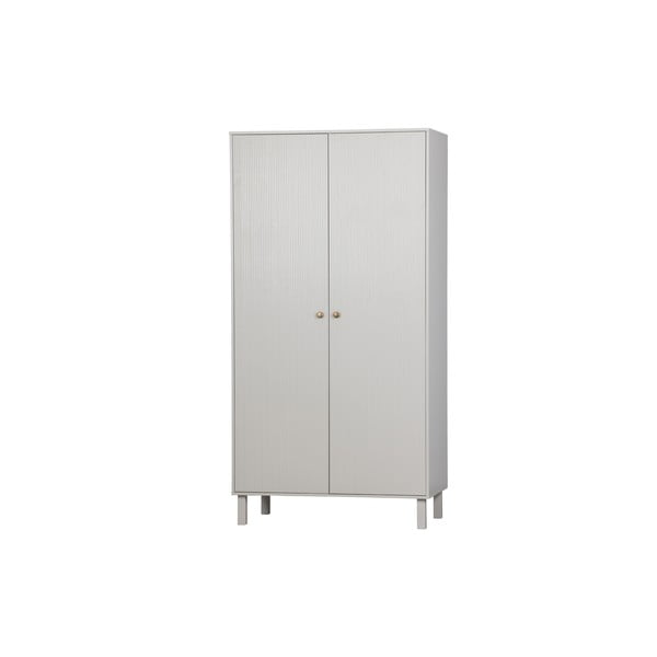 Gaiši pelēks priedes masīvkoka drēbju skapis 100x195 cm Madu – WOOOD-image-1