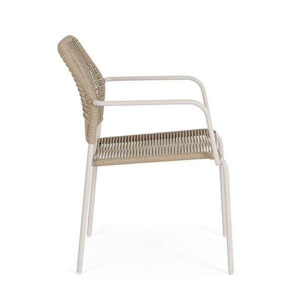 Bēšs/dabīga toņa metāla dārza krēsls Jable – Bizzotto-image-3